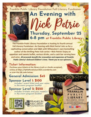 An Evening with Nick Petrie: Franklin Library Foundation Fall Literary Fundraiser (Tickets on sale now!)