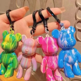 Fluid Art Bear Keychains for Teens