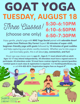 Goat Yoga - 5:30-6:10pm Class (Ages 8-Adult)